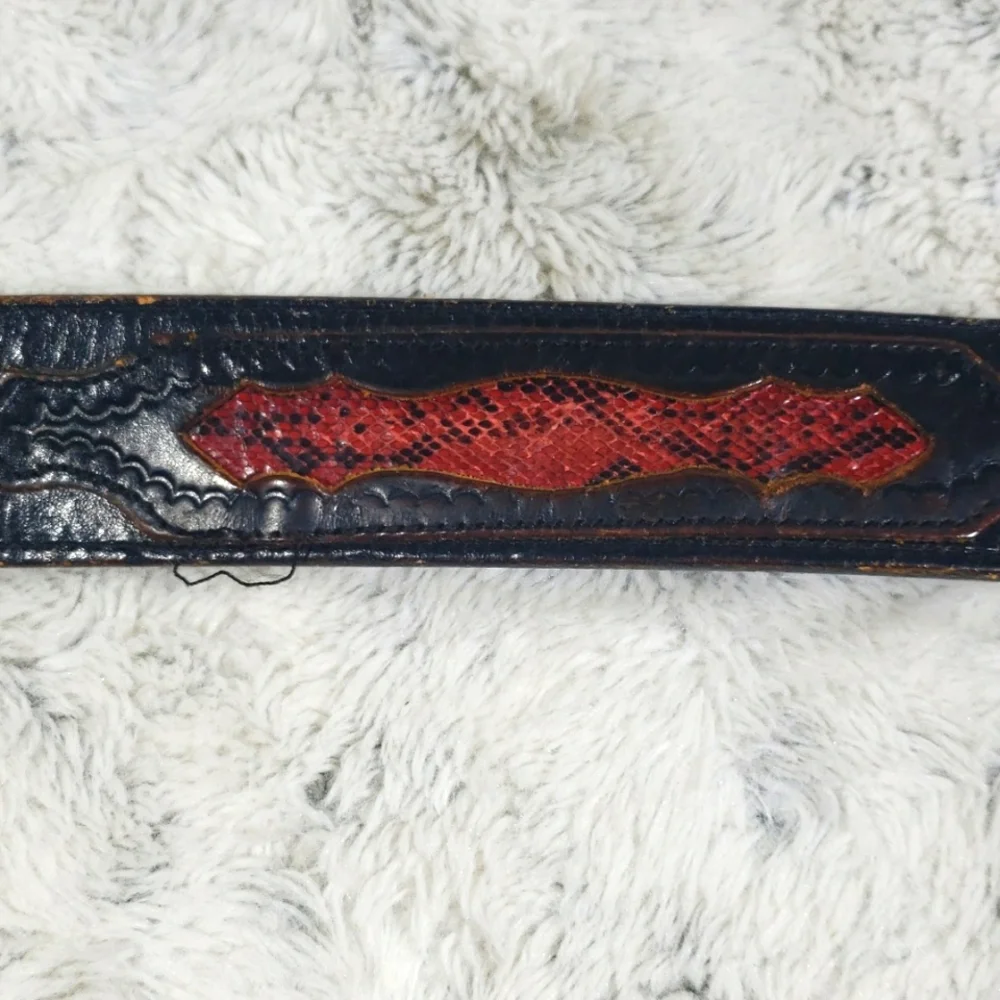 Antique Stephen Handmade Leather, Western Cowboy Black & Brown Men Belt B 508 40 - Picture 6 of 13
